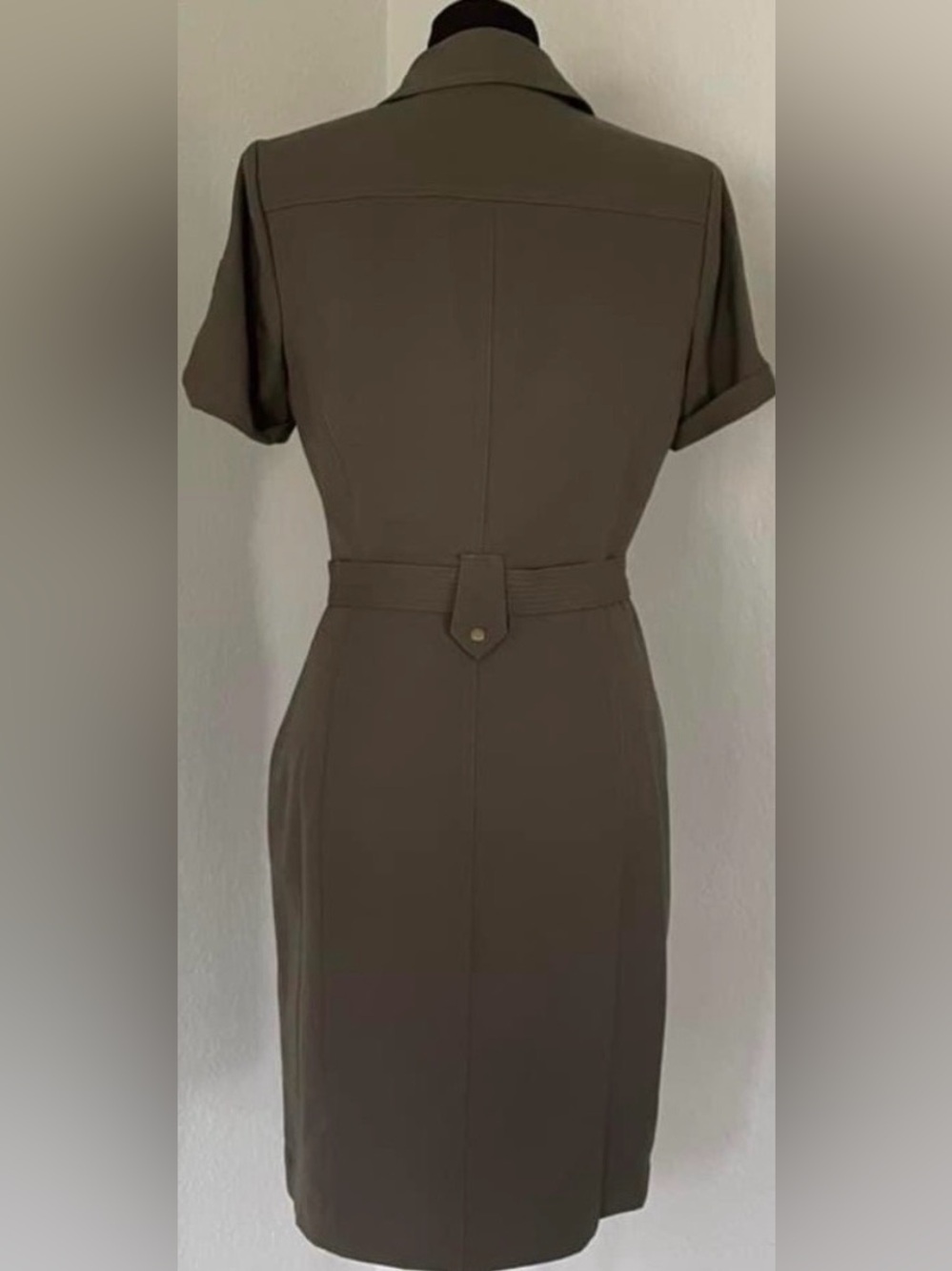 Calvin Klein Olive Green Utility Shirt Dress with Belt - Picture 2 of 4